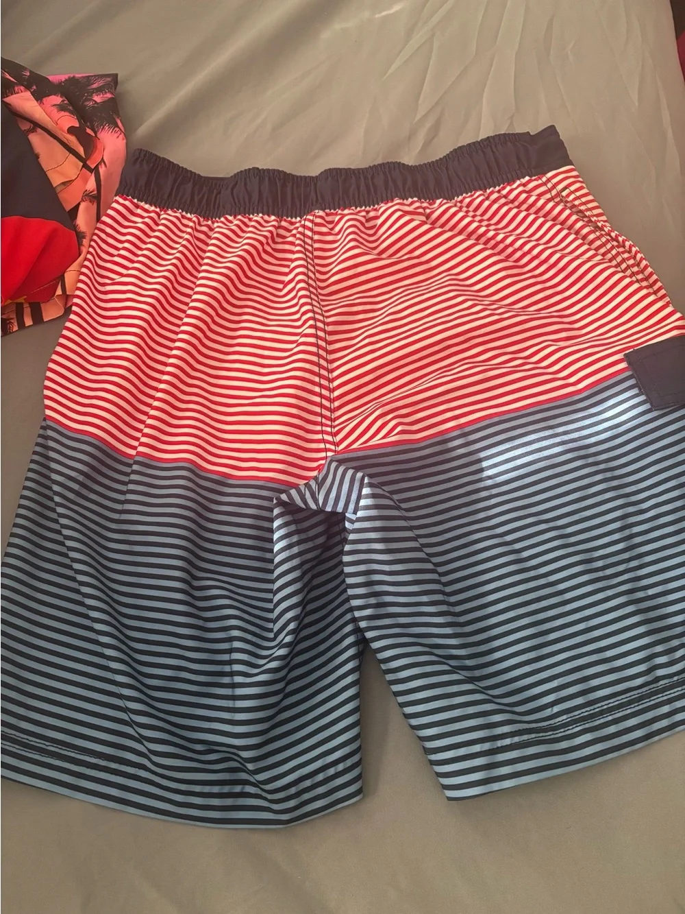 George Red and Navy Striped Swim Trunks